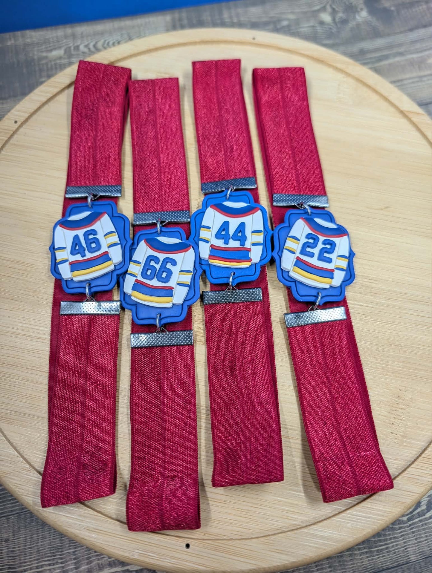 Off Campus Inspired Bookmarks - White Jersey Red Elastic