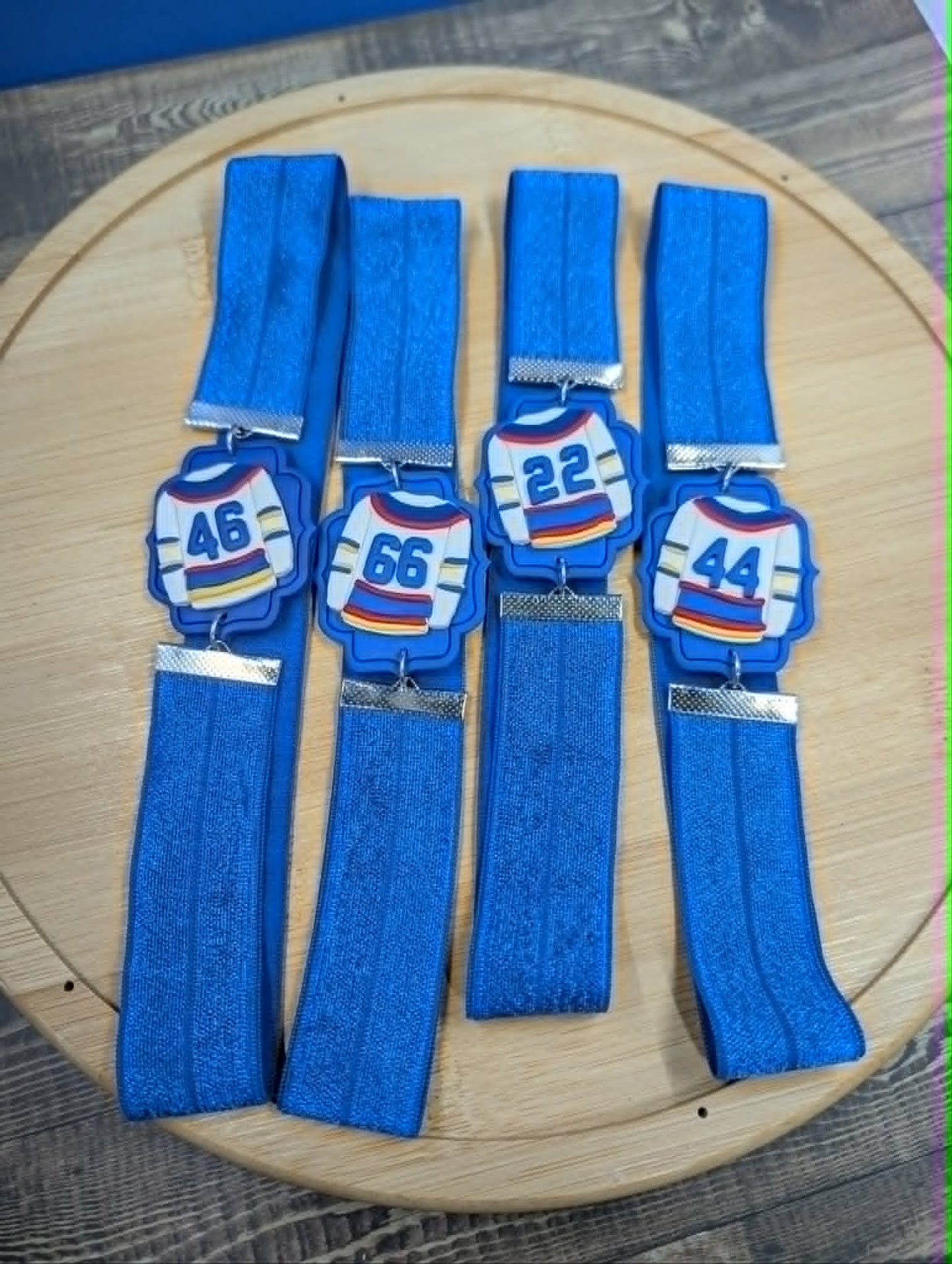 Off Campus Inspired Bookmarks - White Jersey Blue Elastic